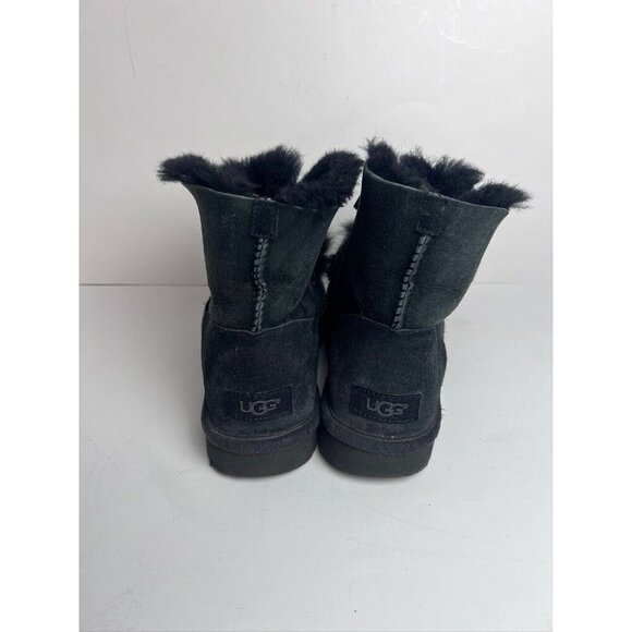Ugg Gita Boot Genuine Shearling Asphalt Black Suede Size 7 Bow - Picture 3 of 10